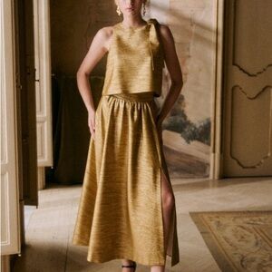 Sezane Top Lorenzo Gold‎ Blouse Sz US 10 FR 42
